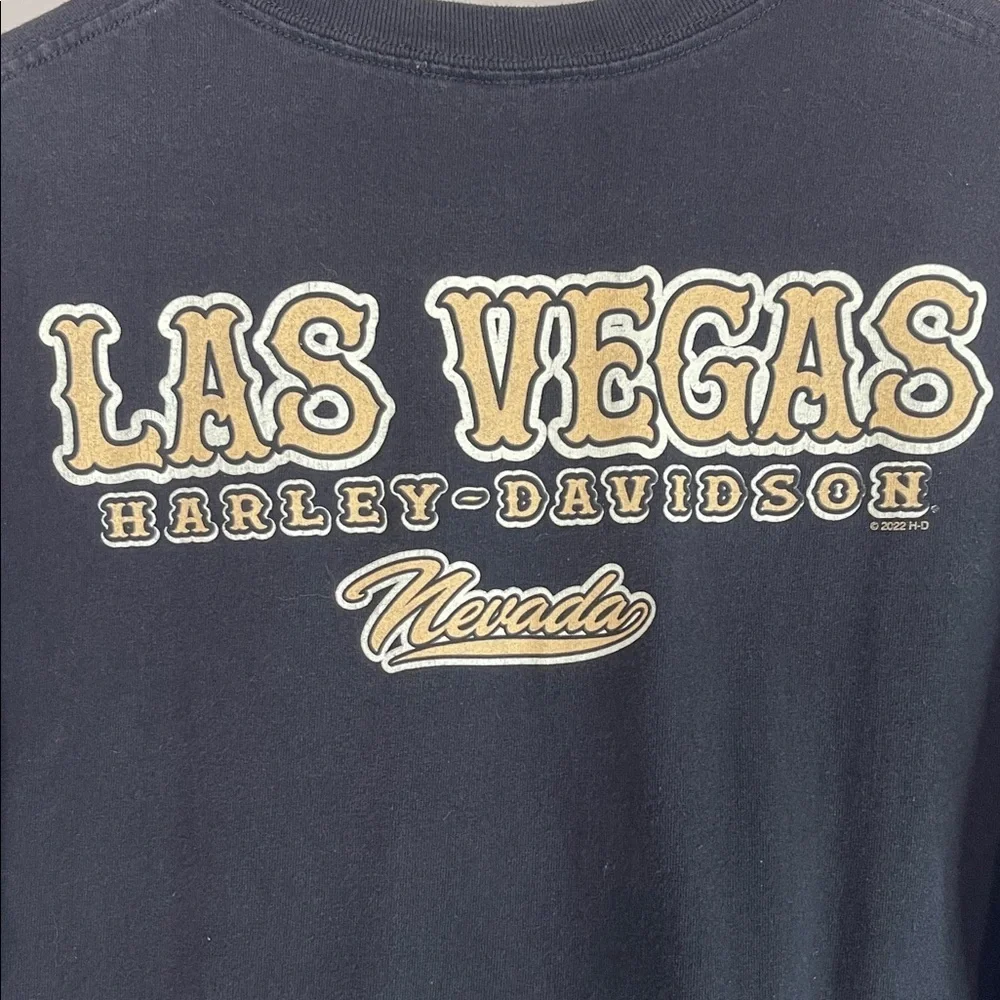 Harley Davidson Men’s Las Vegas Pinup Style Graphic T-Shirt Black Front Back L - Picture 6 of 11